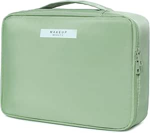 Travel Makeup Bag Makeup Organizer Bag Large Cosmetic Bag Case for Women and Girls (Green)(Green) | Amazon (US)