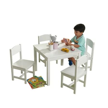 KidKraft Farmhouse Table & 4 Chairs Set - White | Walmart (US)