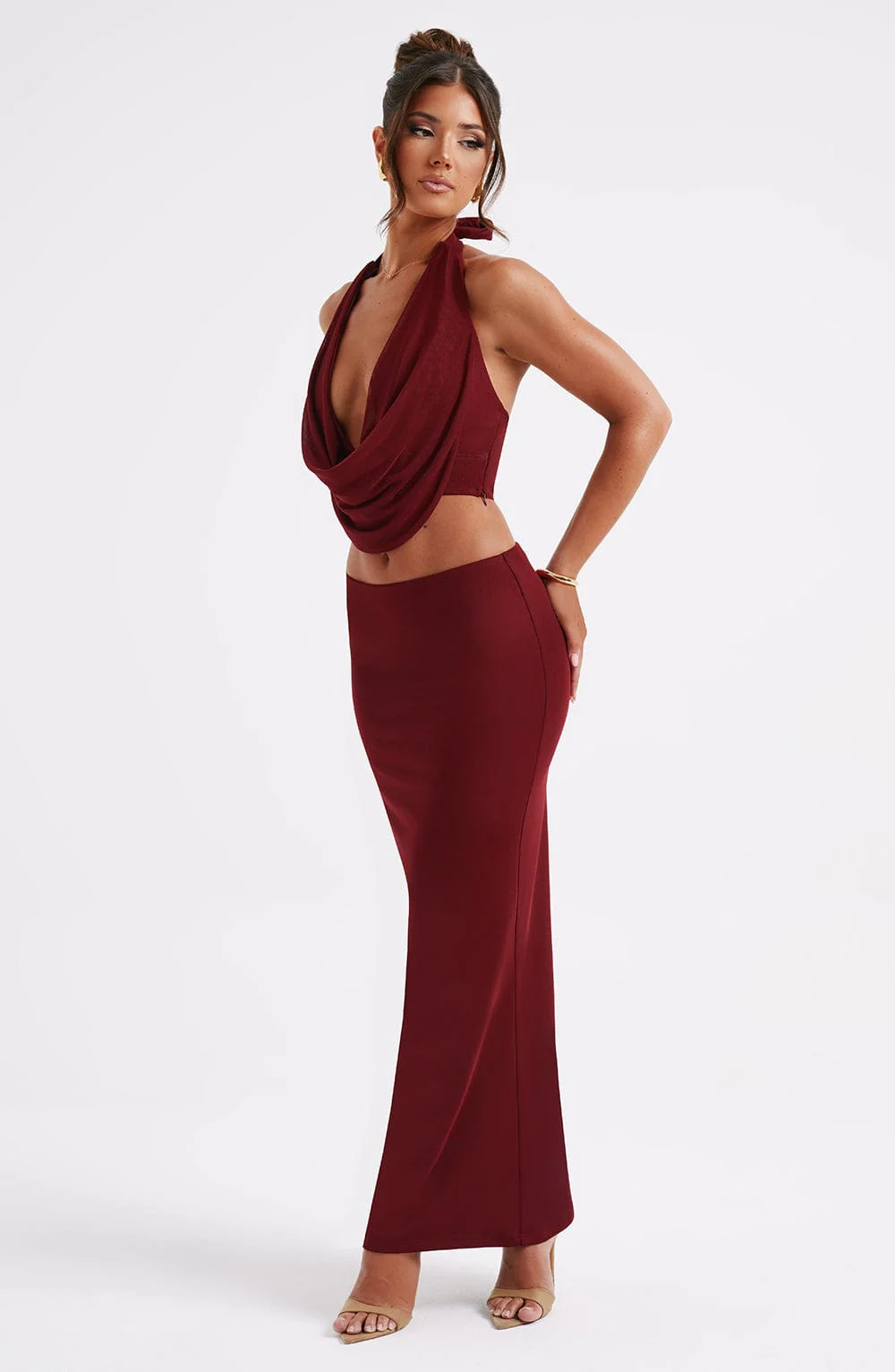 Chrishelle Maxi Skirt - Burgundy | Babyboo (global)