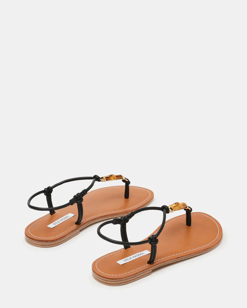 KINGSLY Black Thong Knot-Detail Women's Sandal | Steve Madden (US)