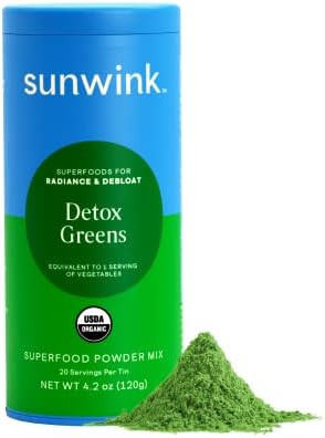Sunwink Detox Greens Superfood Powder | Organic, Green Superfood Powder for Gut Health and Detox ... | Amazon (US)