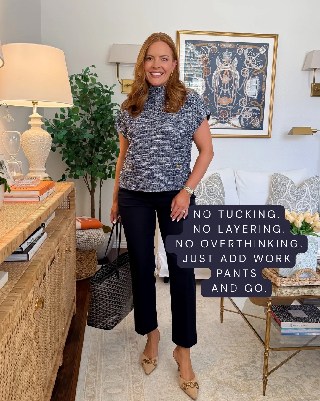 Sizing: top-small, pants- 6

No tucking. No layering. No complicated styling. 👏 This tweed top already looks polished on its own, so pair it with your favorite black work pants and you have an office-ready outfit in minutes. THIS is the kind of workwear we need!
#LTKWorkwear #WorkOutfit #BusinessCasual #OfficeStyle #FallWorkwear