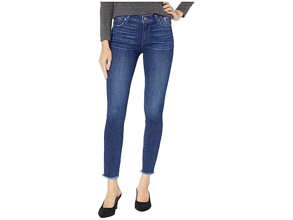 Paige Hoxton Ankle Jeans w/ Waist Zipper Heavy Fray + Raw Hem in Avalie (Avalie) Women's Jeans | Zappos