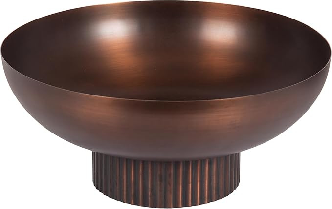 Kate and Laurel Rooks Ribbed Decorative Metal Bowl, 12 Inch Diameter, Bronze, Vintage Raised Frui... | Amazon (US)