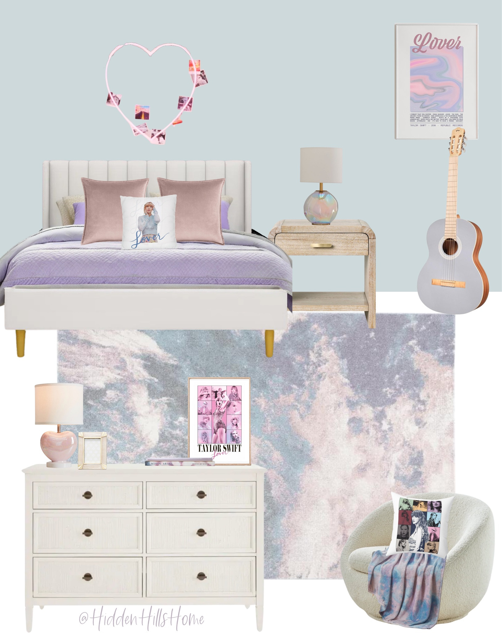 Taylor swift lover era bedroom, girls bedroom decor ideas, girls room decor mood board, Taylor swift themed girls room Inspo #girlsbedroom

#LTKsalealert #LTKkids #LTKhome