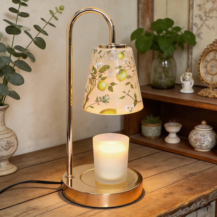 Crystal Club Lemon Candle Warmer Lamp with Timer Dimmer, 4-Level Brightness Wax Melt Warmer with 2×50W Bulbs, Candle Warmer for Scented Jar Candles Lights, Birthday Gifts for Women Mom | Amazon (US)