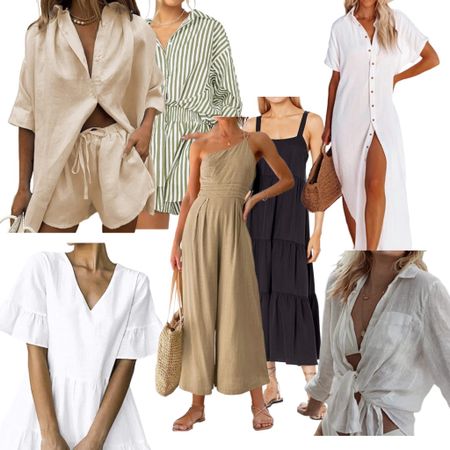 Resort style from Amazon my favorite casual vacation looks neutral colors best sets beach cover up 