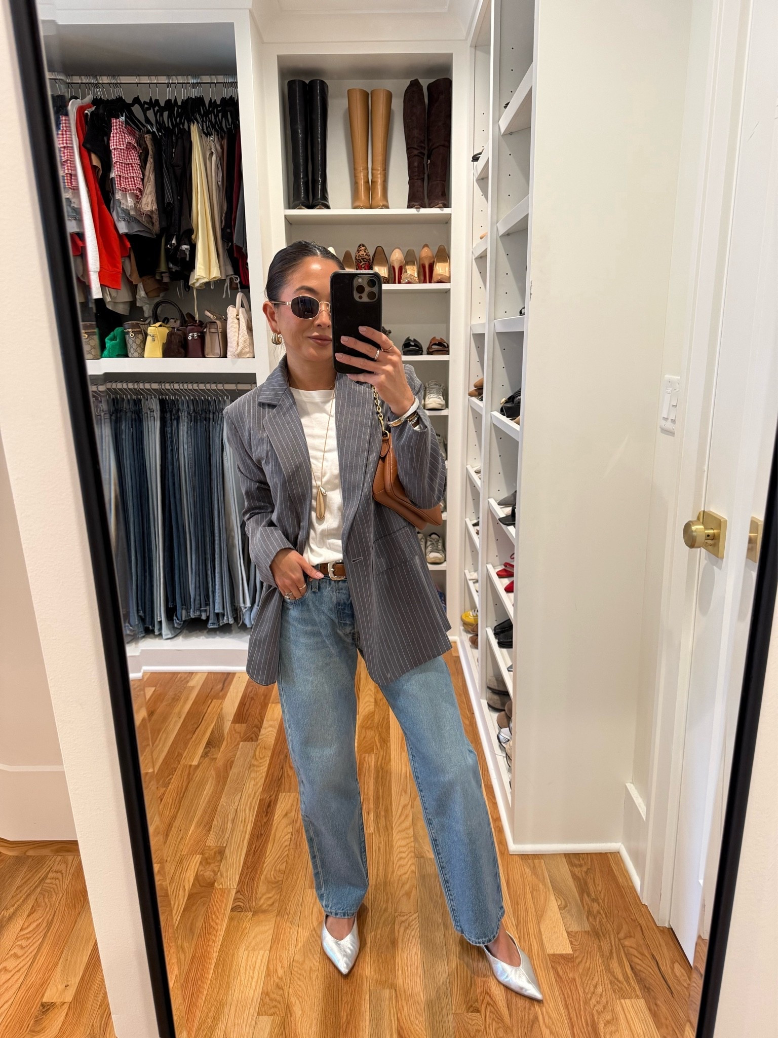 A cute casual outfit of the day. So sad this blazer and white tee is sold out so I’ll link something similar. 
Jeans are 23x27
Flats are 5

#LTKootd #LTKOver40 #LTKPetite