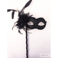 Black Event Mask, Womens Masquerade Mask with Feathers | Etsy (US)
