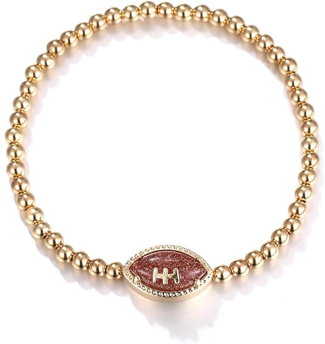 Football Game Day Bracelets for Women Gold Beaded Stretch Bracelets Sports Fan Bracelet Accessori... | Amazon (US)