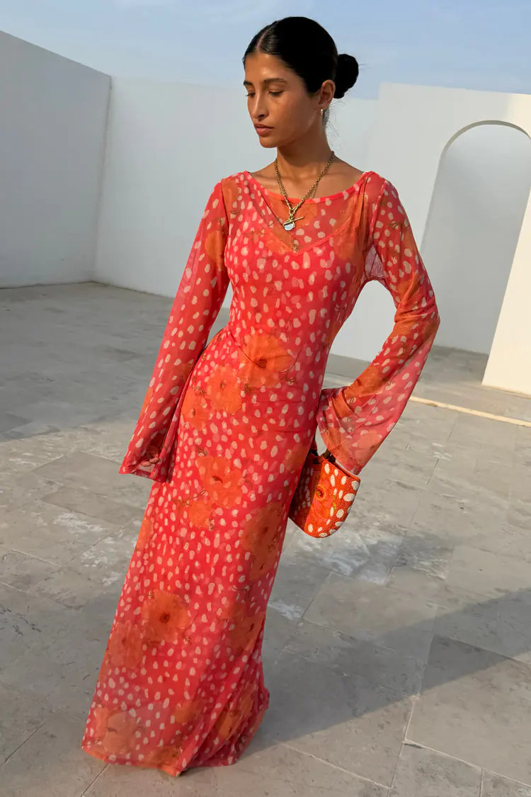 Coral Fawn Poppy Aria Dress | Never Fully Dressed (UK & IE)