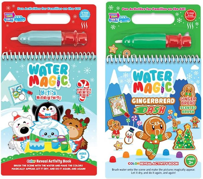 Holiday Water Magic (2 Pack - Candy Cane & Gingerbread) - Scented Reusable Water Reveal Activity Boo | Amazon (US)