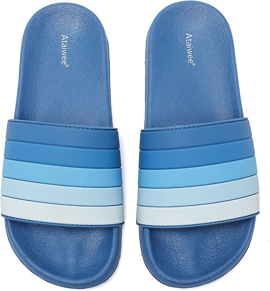 Ataiwee Kid's Boy Girl Pool Slide Sandals, Cute Bath Shower Beach Stripe Sliders for Children. | Amazon (US)