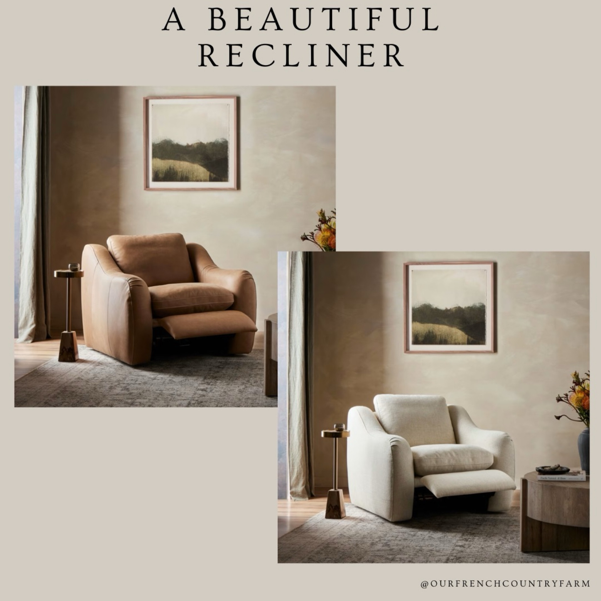 Looking for a stunning recliner!  Here it is!  It comes in a couch and loveseat too!  The fabric version is about half the price, but the leather is top grain leather.  Ugly recliner no more!

#LTKHome #LTKFamily