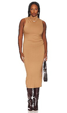 Good American Sleeveless Turtleneck Midi in Pecan001 from Revolve.com | Revolve Clothing (Global)