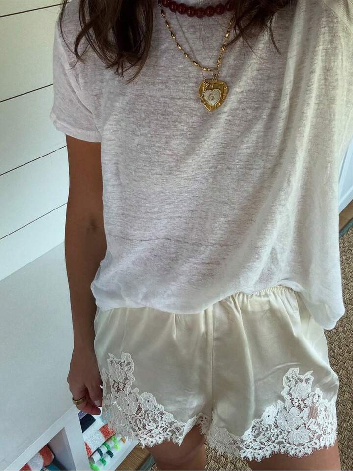 Satin Lace Shorts  | SHEIN