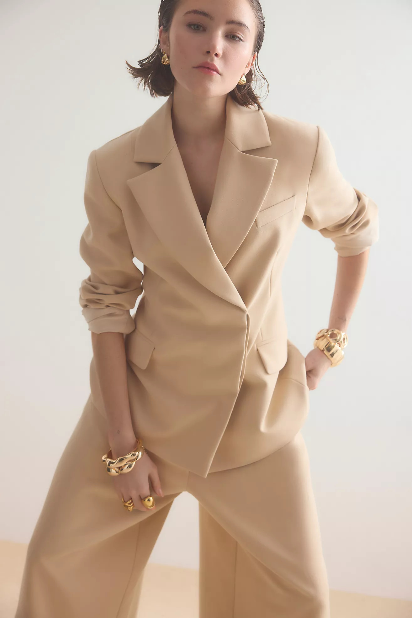 By Anthropologie Hourglass Woven Single-Breasted Blazer | Anthropologie (UK)