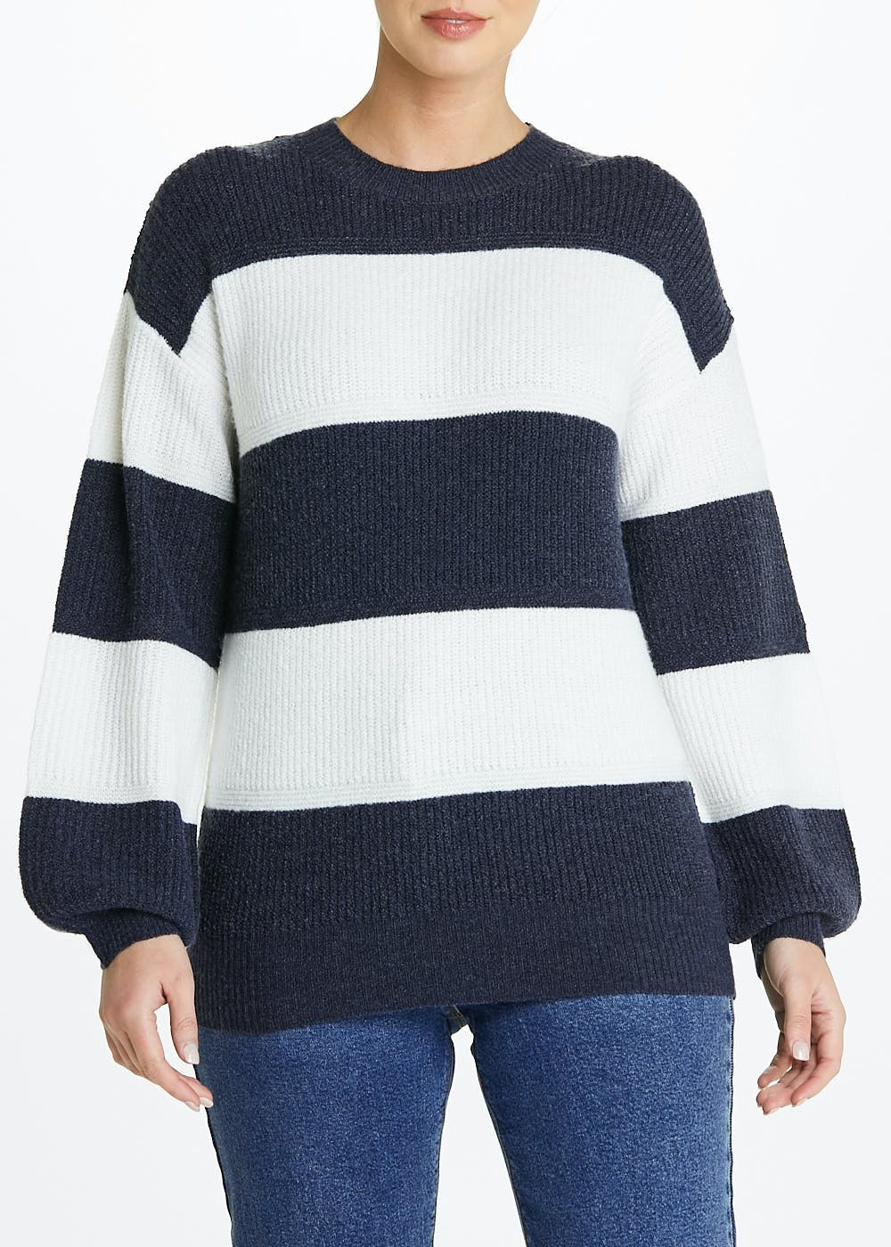 Navy Stripe Ribbed Jumper – Navy | Matalan (UK)