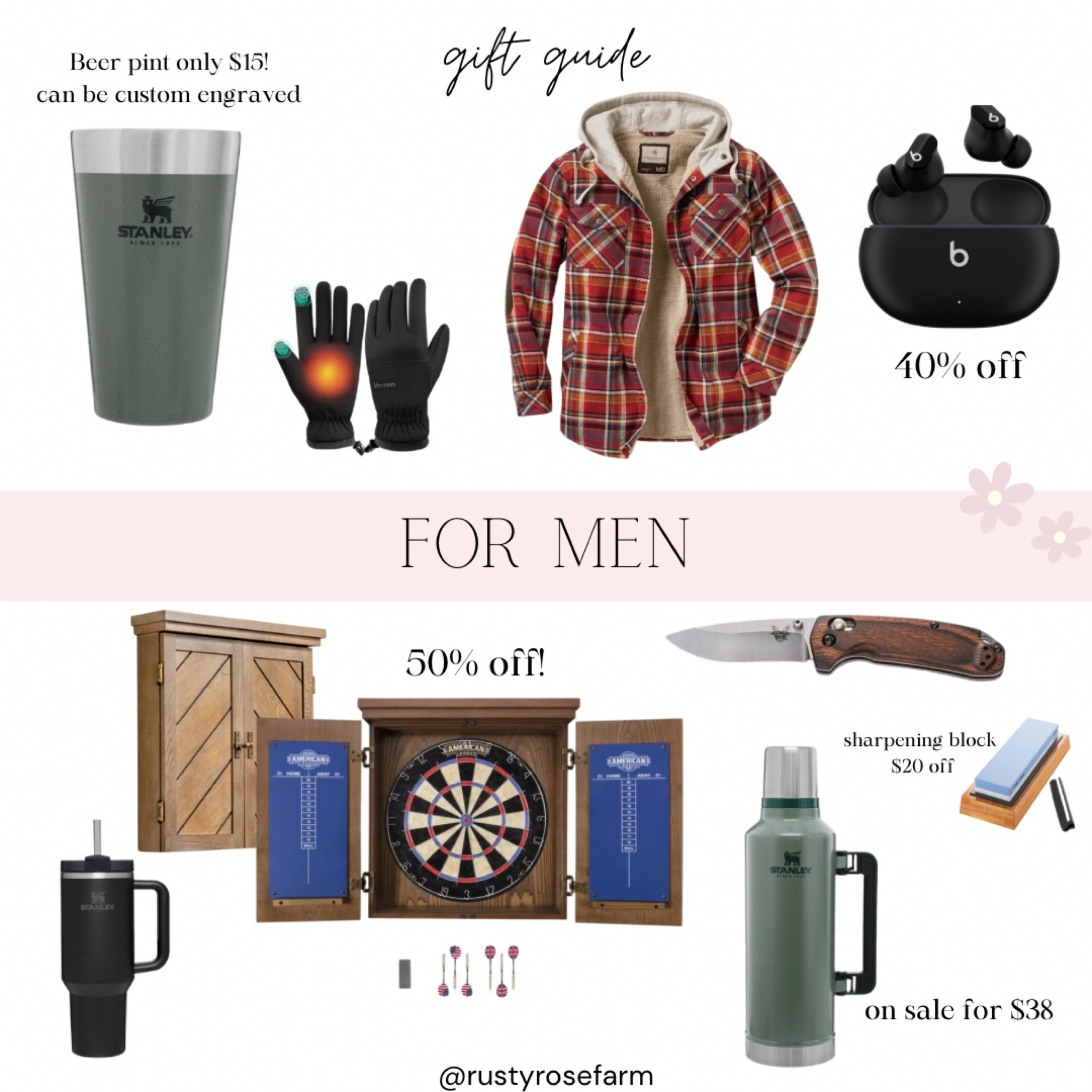 Men’s gift guide, for farmers, country guys, Stanley mugs, dart board, warming gloves, benchmade knife, beats 

#LTKmens #LTKCyberWeek #LTKGiftGuide