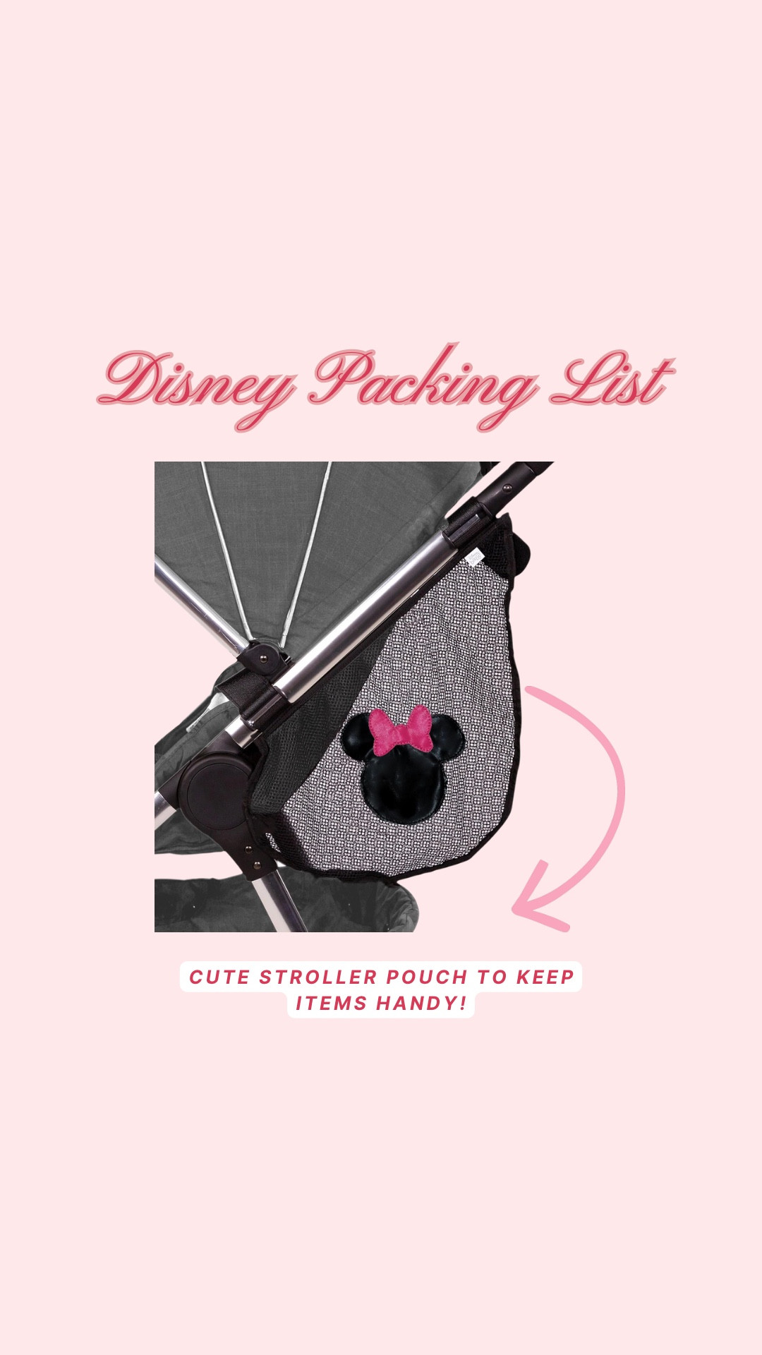 The perfect stroller accessory! This stroller mesh bag is great for any Disney trip. Use it on your stroller for easy access to toys, sunscreen, and more! 

Disney packing list / what to pack for Disney / Disney essentials / Disney travel essentials / stroller essentials for Disney / family Disney trip essentials/  Disney accessories