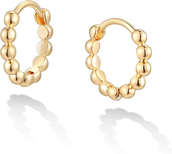 Gold Huggie Hoop Earrings 14K Gold Plated Dainty Small Simple Hypoallergenic Jewelry Gift for Wom... | Amazon (US)