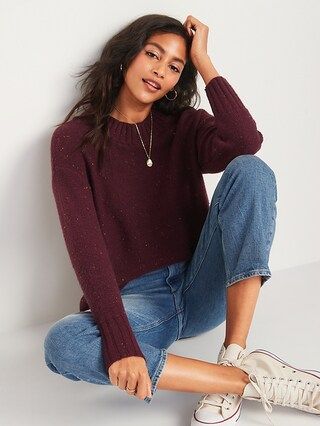Oversized Cozy Textured Crew-Neck Sweater for Women | Old Navy (US)