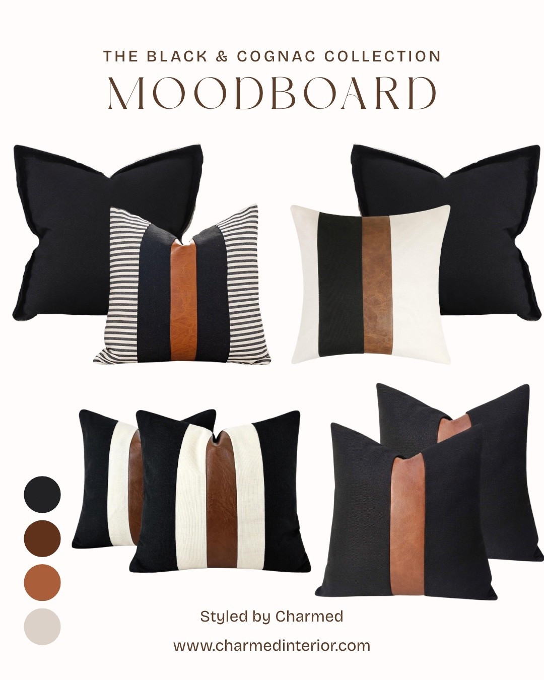 Bold contrast, warm cognac accents, and timeless neutrals create a designer look that feels elevated without overwhelming the space. These curated pillow combinations make it easy to layer texture and warmth into any living room or bedroom.

#StyledByCharmed #homedecor

#LTKHome #LTKSaleAlert #LTKU
