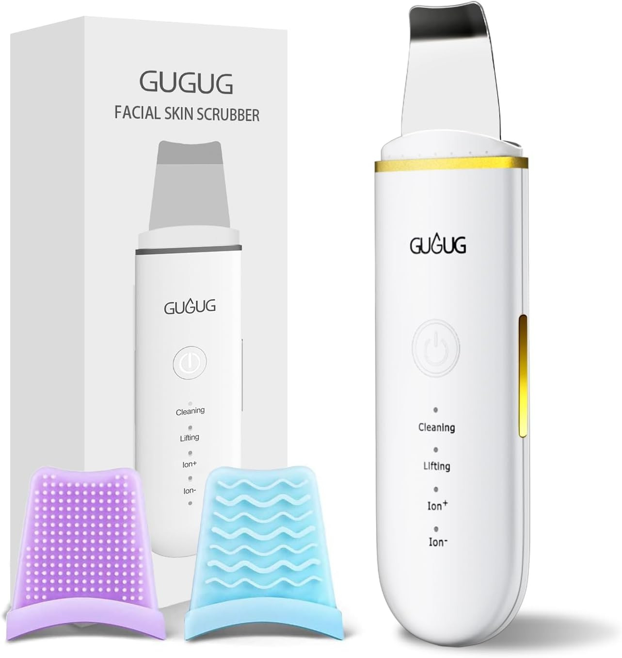 GUGUG Skin Scrubber Spatula Pore Cleaner Blackhead Remover,4 Modes,White | Amazon (US)