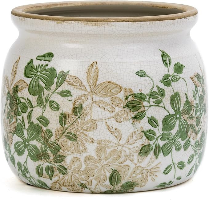 Flower Pot,Vintage Ceramic Pot for Planter with Drainage Holes, 6.29 inch Ice Crack Glazed Small ... | Amazon (US)