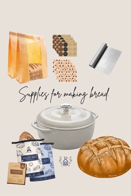 Here are the main supplies need to start making crusty bread. This Dutch oven comes in many beautiful colors. This bread scrapper comes in handy when flouring your dough. Gift bags for your bread and reusable bread bags to keep your work fresh up to a week  

#LTKGiftGuide #LTKFamily #LTKHome