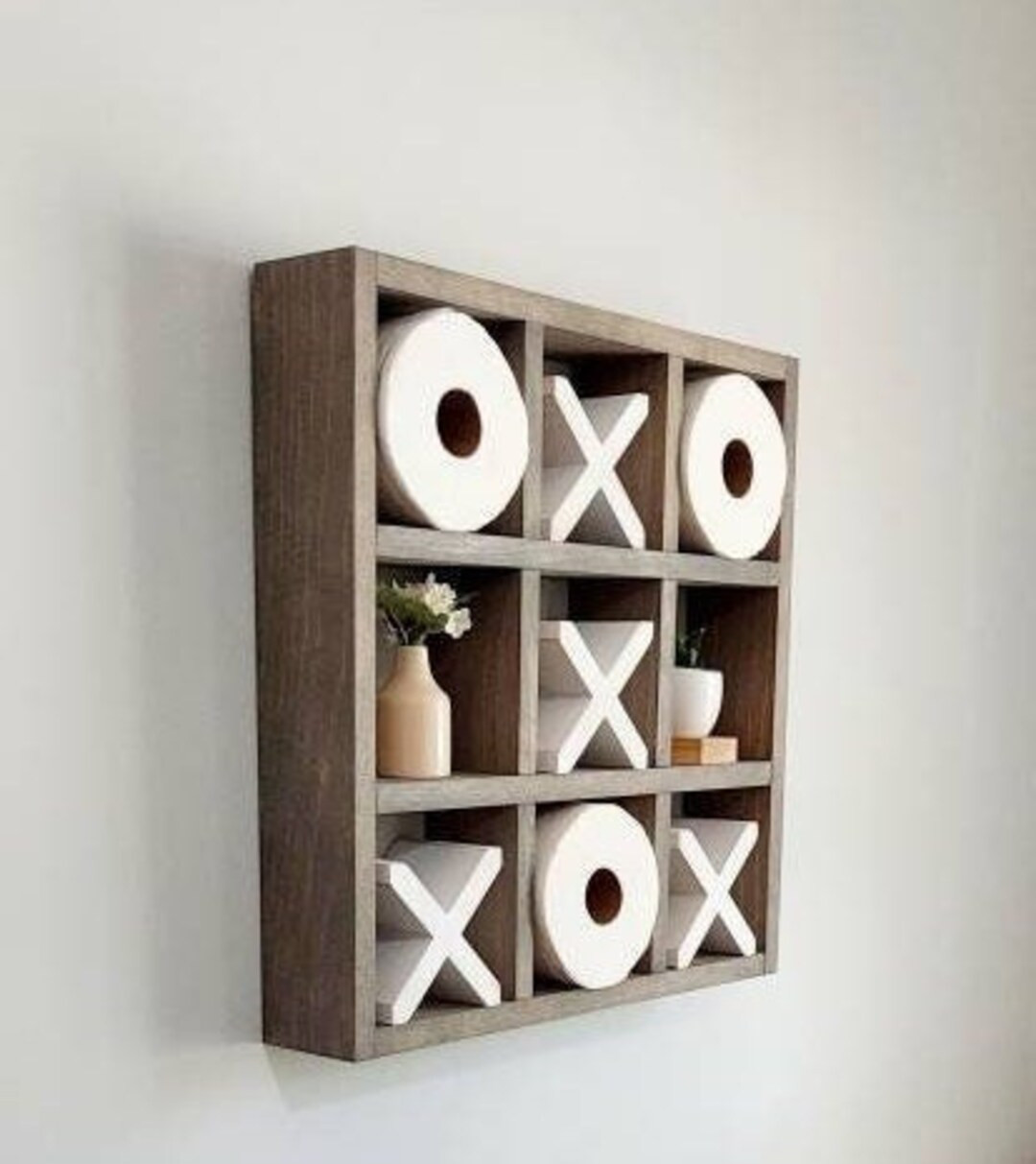 Toilet paper holder, Tic tac toe toilet paper shelf, Wall mounted toilet paper storage, Handmade ... | Etsy (US)