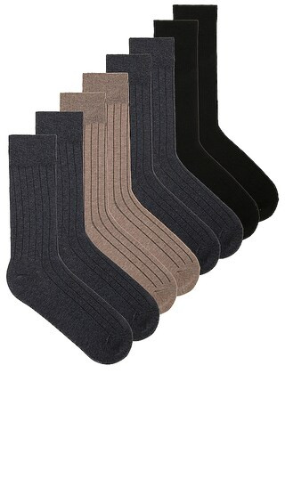 4 Pack Rib Dress Crew Socks in Heather Assorted | Revolve Clothing (Global)