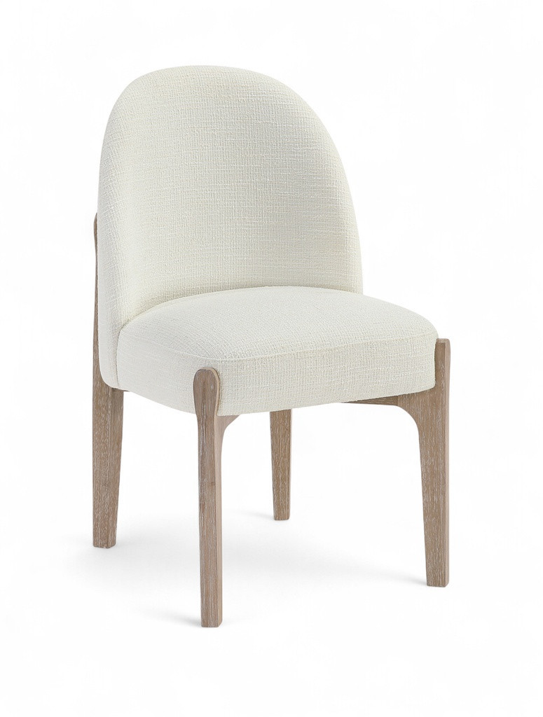 Torino Fabric Upholstered Dining Chair Set of 2 In Cream | 1stopbedrooms