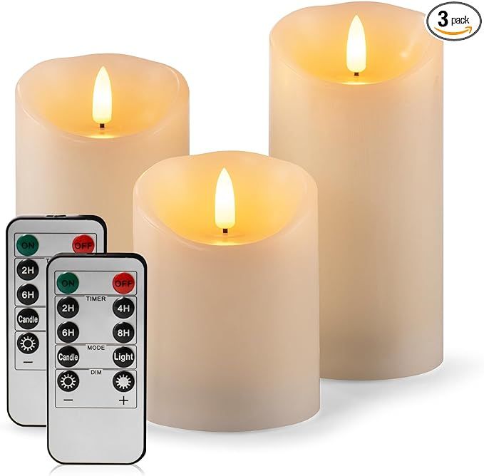 AKU TONPA Flameless Candles Battery Operated Pillar Real Wax Electric LED Flashing Candle Sets wi... | Amazon (US)