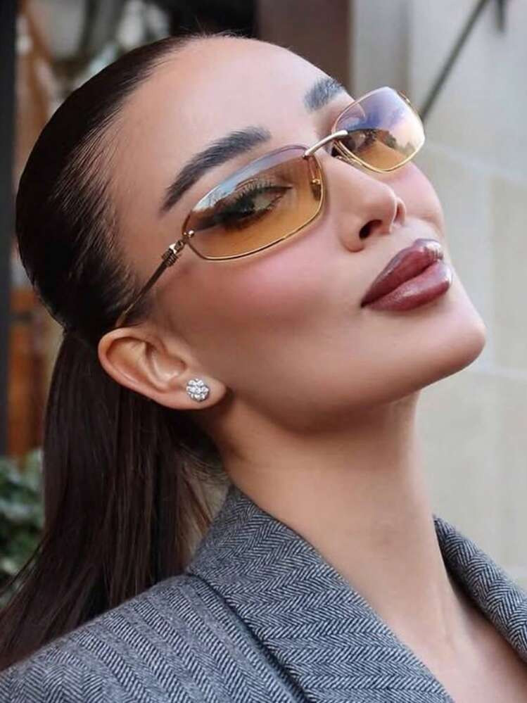 1pc Frameless Oval Fashion Glasses Y2K Personalized Versatile Women's Fashion Glasses Suitable Fo... | SHEIN