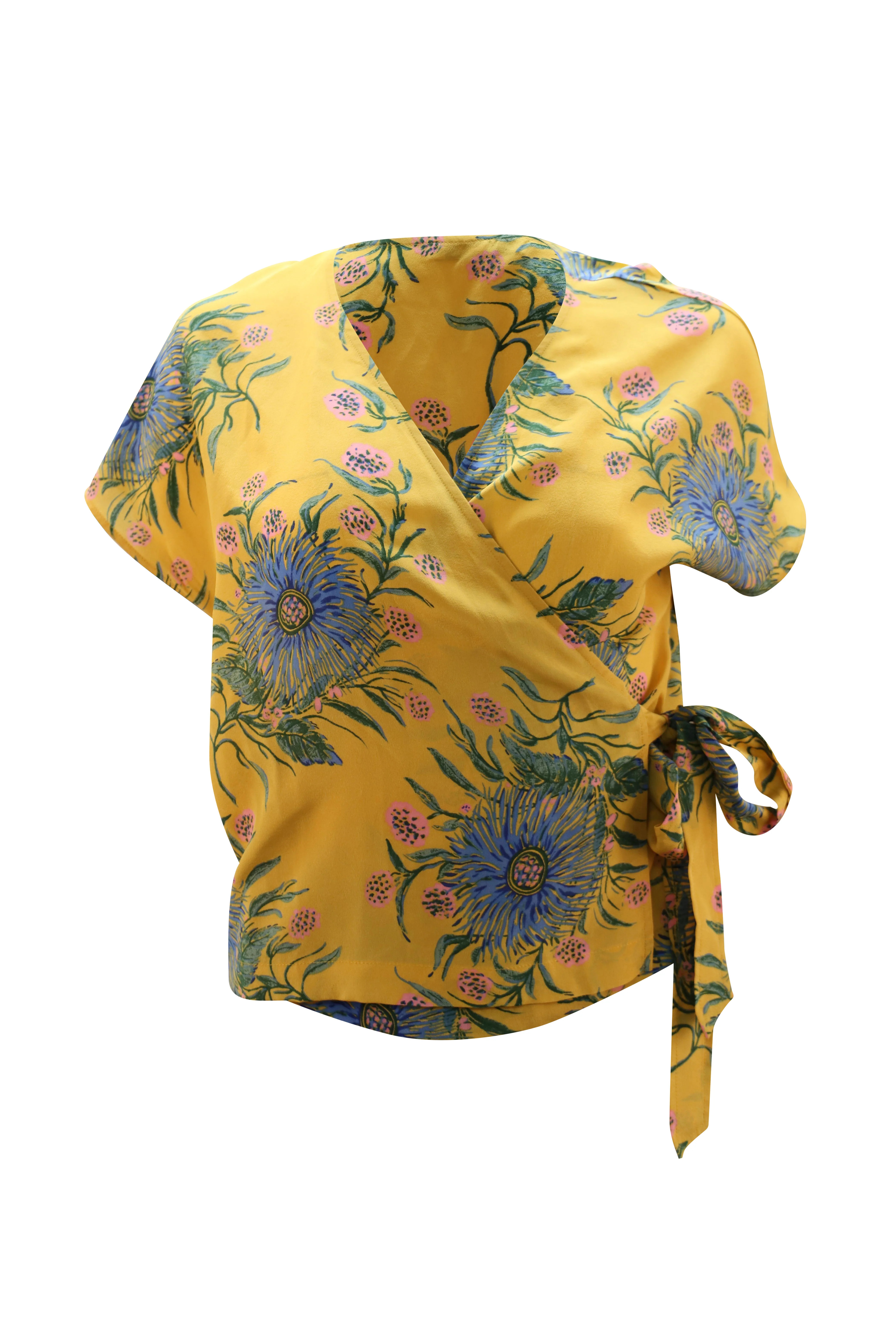 Madewell Side-Tie Wrap Top in Painted Blooms Floral Print Silk | Shop Simon