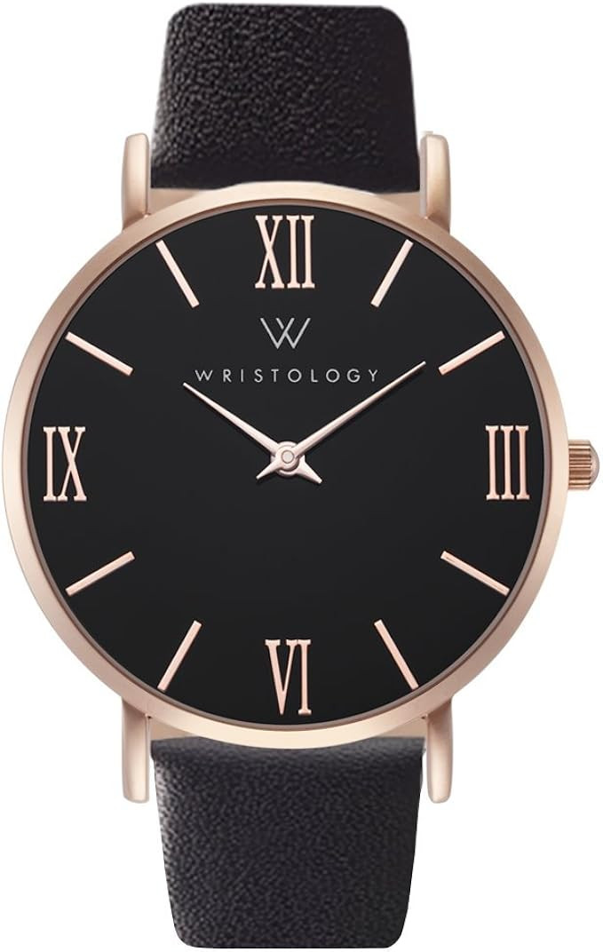 WRISTOLOGY Stella Womens Watch Rose Gold Black Face Roman Numeral Numbers Boyfriend Ladies Black ... | Amazon (US)