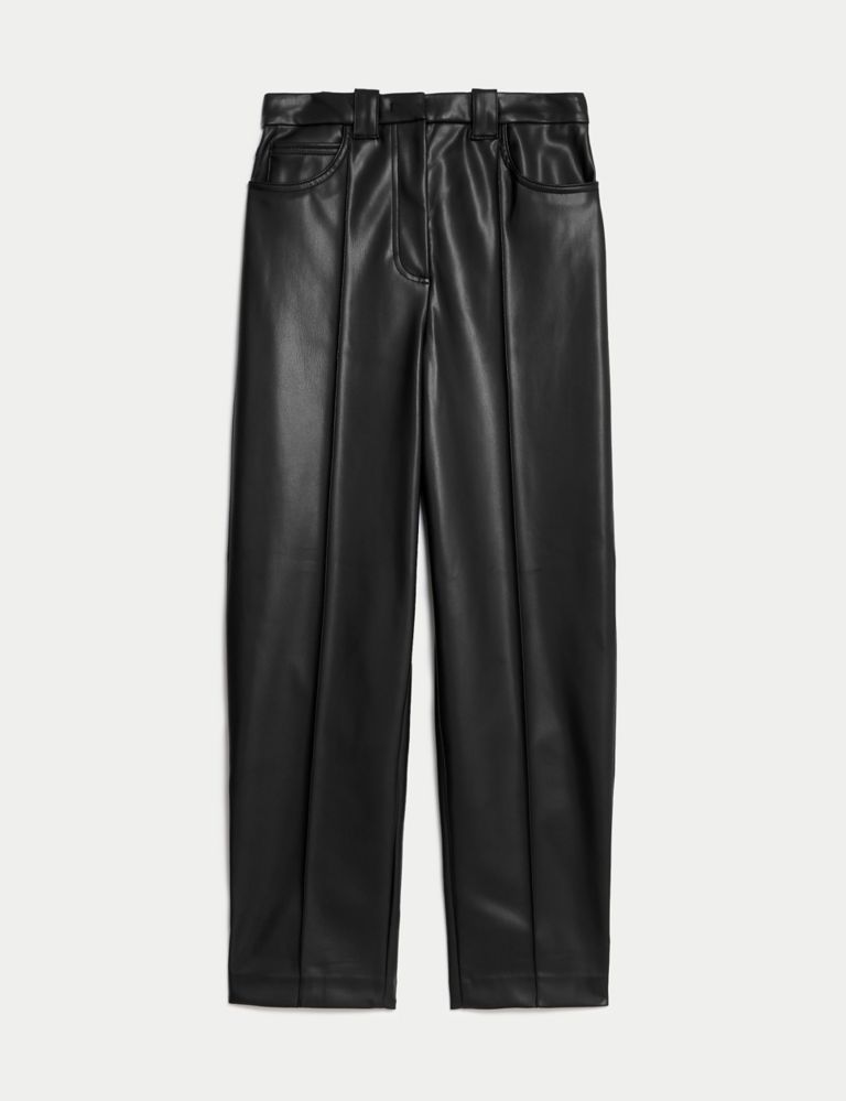 Leather Look Straight Leg Cropped Trousers | Marks & Spencer (UK)