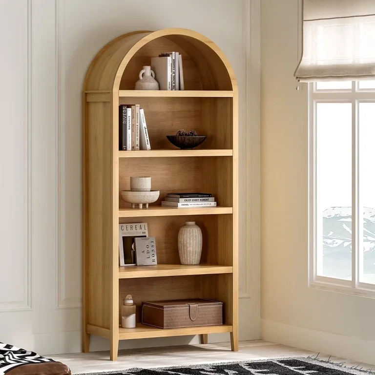 EYYTHUNG 5-Tier Arched Bookcase with Adjustable Shelves, 71" Tall | Walmart (US)