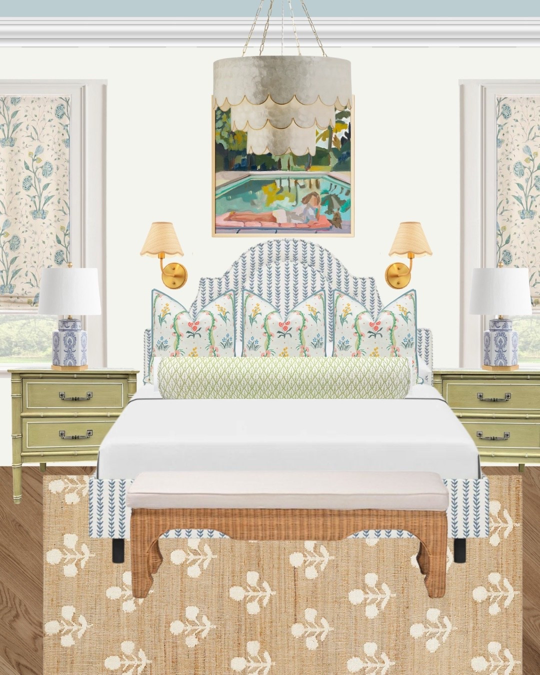 Summer is here and it’s all I can think about! Eclectic coastal cottage bedroom inspo with both high & low budget items. 


Grand millennial, coastal, preppy interiors, eclectic, rattan, blue bed, scalloped sconce, Roman shades, coastal art, white chandelier, floral throw pillows, jute rug




#LTKHome #LTKSaleAlert #LTKSummerEdit