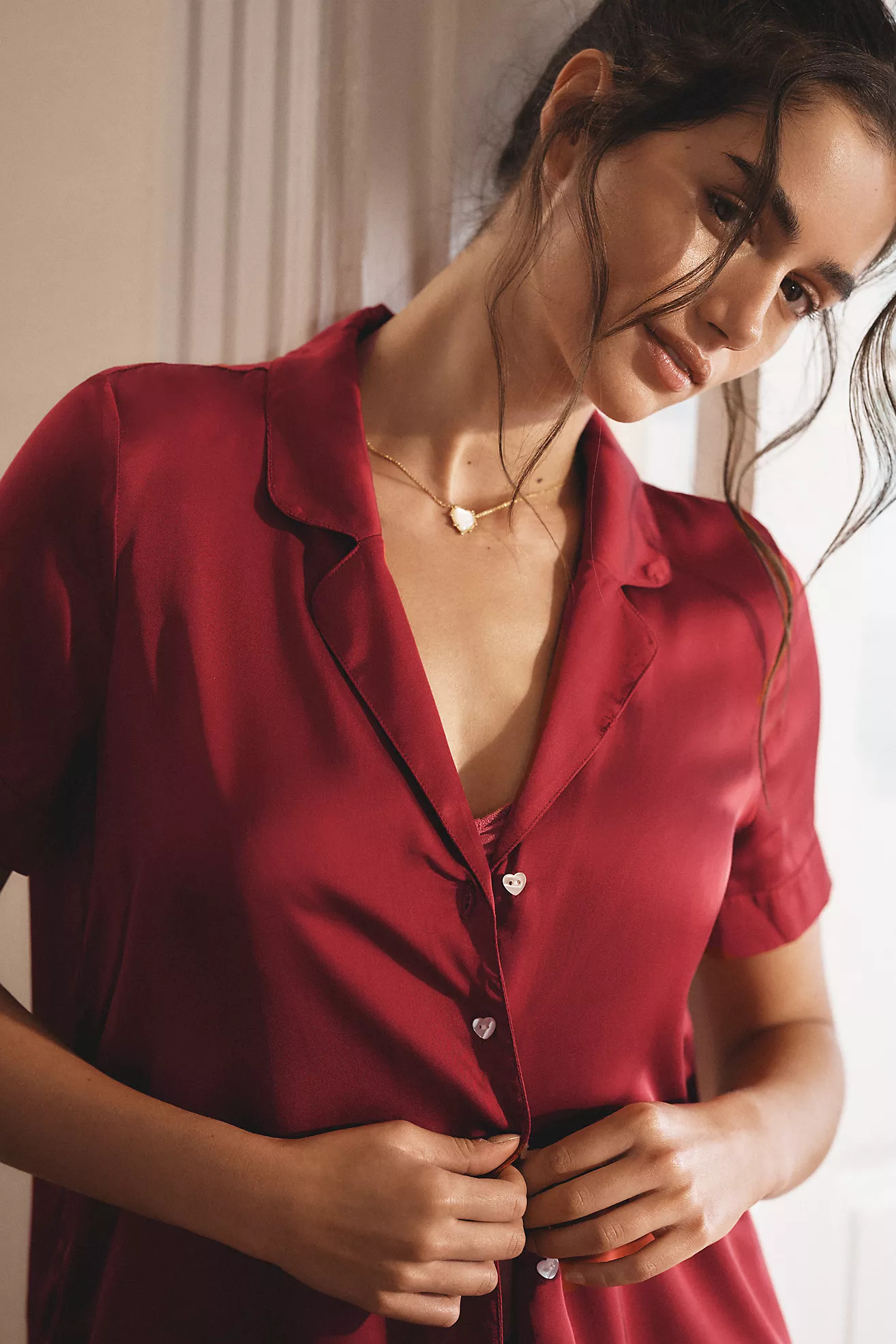 BHLDN Juniper Scalloped Short Pajama Set | Anthropologie (US)