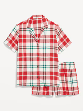 Plaid Flannel Pajama Short Set for Women | Old Navy (US)