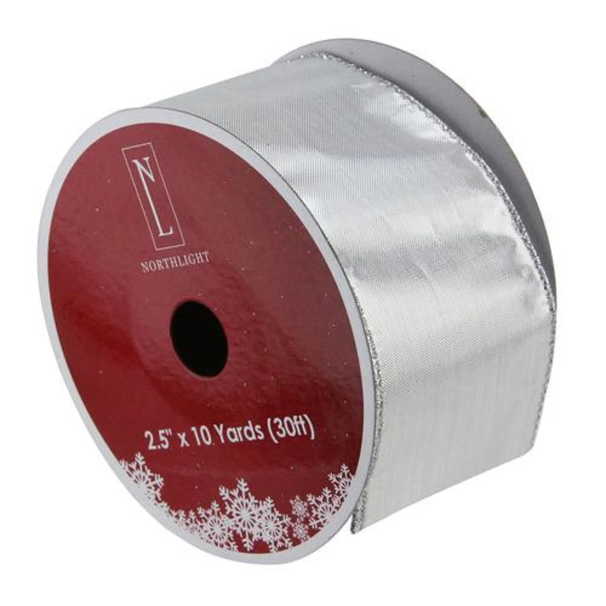 Silver Christmas Wired Craft Ribbon 2.5" x 10 Yards | Walmart (US)