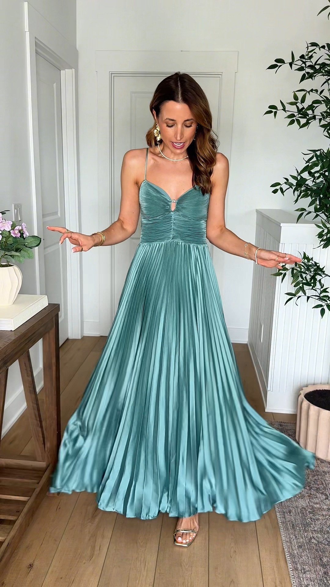Such a gorgeous wedding guest dress for spring, summer and early fall! Code LISA123 on first time purchases. Wearing XS with adjustable straps. This fits like a dream! Small bump-friendly, too! Spring wedding guest dress. Summer wedding guest dress. Wedding guest dress. Pleated maxi dress. Formal dress. Cocktail dress. Party dress.

#LTKootd #LTKTravel #LTKWedding