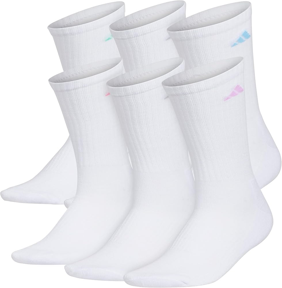 adidas Women's Athletic Cushioned Crew Socks with Arch Support, 6-Pack, Durable, Moisture-Wicking | Amazon (US)