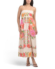 Made In Italy Linen Blend Ruched Maxi Dress With Spaghetti Straps | Women | Marshalls | Marshalls