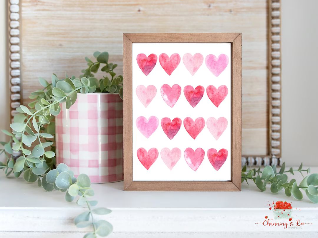 Valentines Day Decor / Valentine Hearts / Valentines Day PRINTABLES / Watercolor Hearts / Heart P... | Etsy (US)