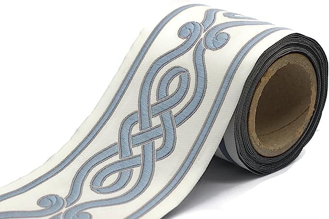 3.8 Yard Spool 3.93 inches Blue Spiral Embroidered Drapery Trim Jacquard Ribbon for Your Drapes C... | Amazon (US)