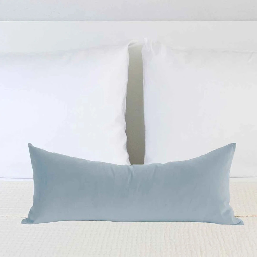 Dusty Blue Pillow Light Blue Velvet Lumbar Rectangular French Blue Baby Nursery Cushion Long Skin... | Etsy (US)