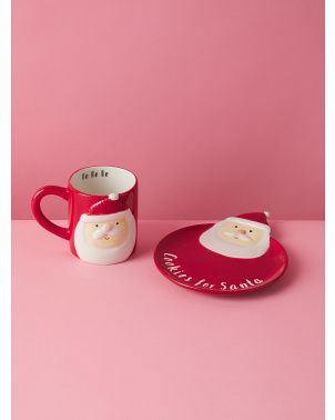 2pc Ceramic Santa Mug And Plate Set | Holiday Decor | HomeGoods | HomeGoods